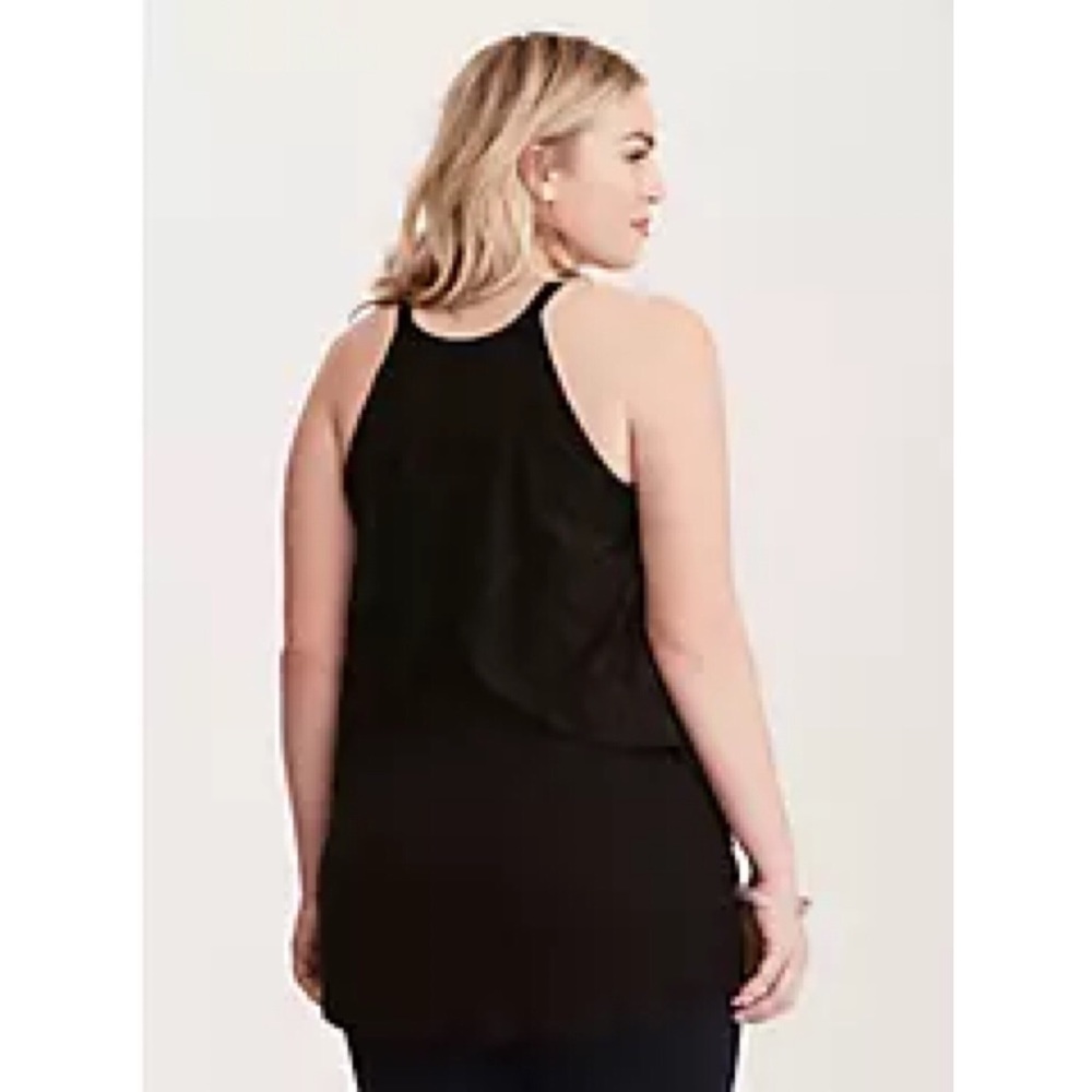 Torrid Black Double Layer Split Back Crochet Top … - image 2